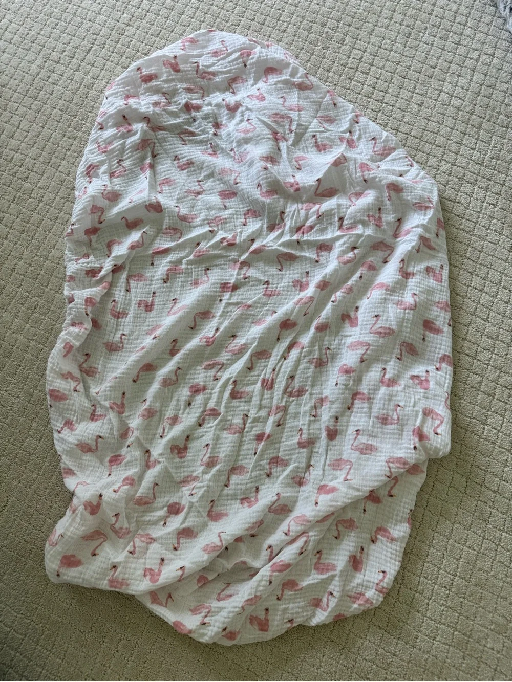 aden + anais Pink Flamingo Muslin Fitted Crib Sheet